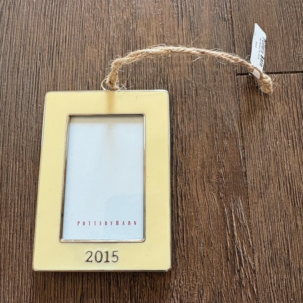 NWT Pottery Barn Christmas Ornament White Enamel 4.25" Rectangle Frame 2015
